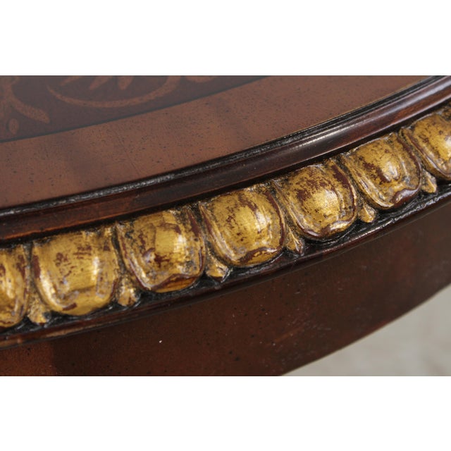 Maitland Smith Mahogany Inlaid Pedestal Round End Table For Sale In Philadelphia - Image 6 of 13