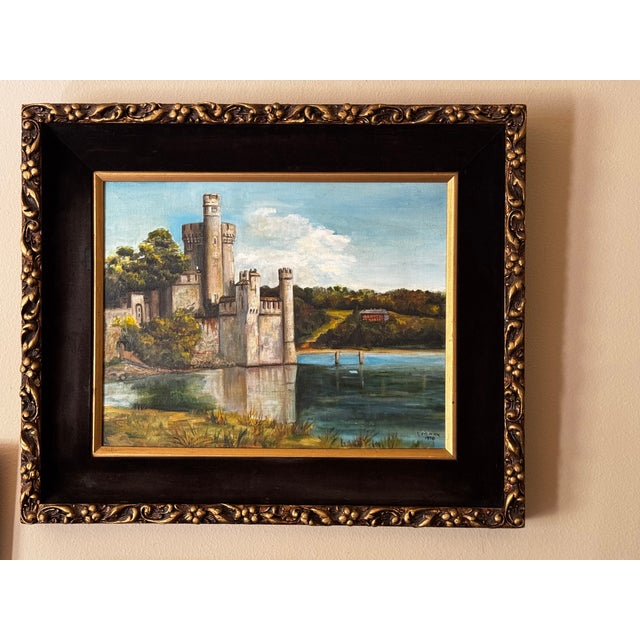 Made in Ireland 1969 Black Rock Castle Oil Painting For Sale - Image 9 of 15
