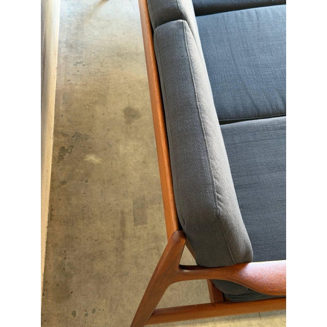 Teak Black 3 Seater Sofa Couch Mid Century Modern Wooden Living Room Lounge Denmark 1960s For Sale - Image 13 of 15