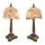 Pair of Vintage Reverse-Painted Floral Glass Boudoir Lamps, Signed “Carol,” 1970s For Sale