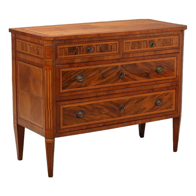 Neoclassical Chest of Drawers in Walnut For Sale