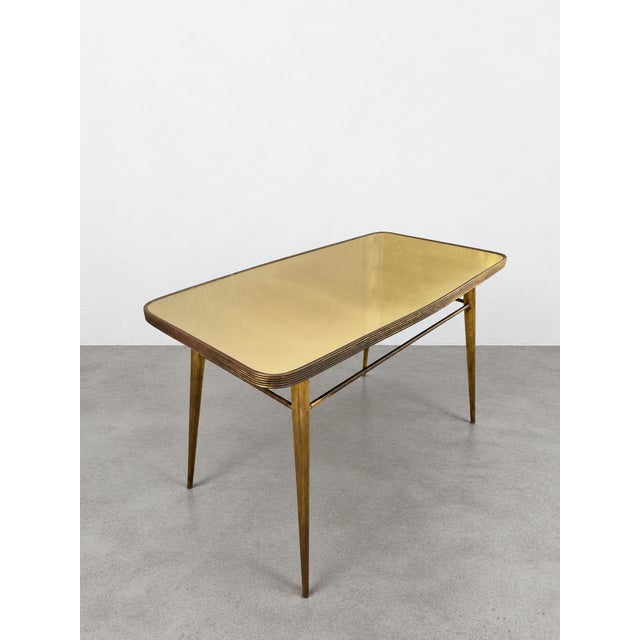 Vintage Coffee Table in Brass and Glass, Italy, 1950s For Sale - Image 4 of 11