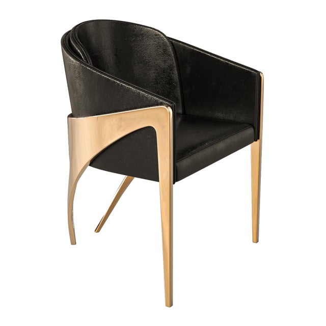 Not Yet Made - Made To Order "Amalfi" Chair, With Bronze and Tailor Made Leather For Sale - Image 5 of 8