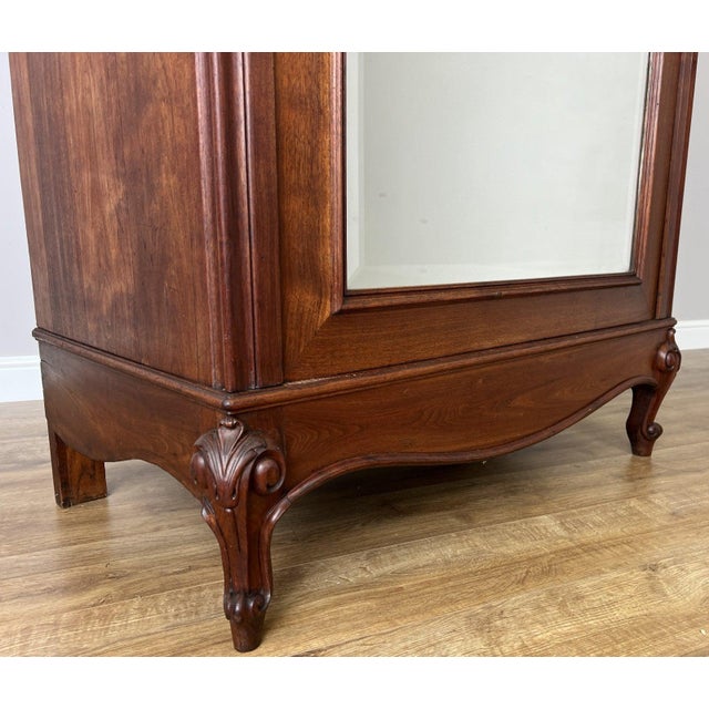 Antique French Style Carved Walnut Wardrobe with Mirror For Sale - Image 11 of 16