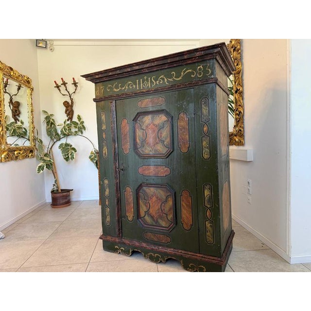 Antique Hand-Painted Original Farmhouse Cabinet, circa 1783. Dimensions: Height x Width x Depth 172 x 129 x 69 cm. For...