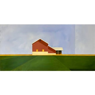 Wide Open Sky by Justin Wheatley | Acrylic on Canvas Red Barn With Green Fields For Sale