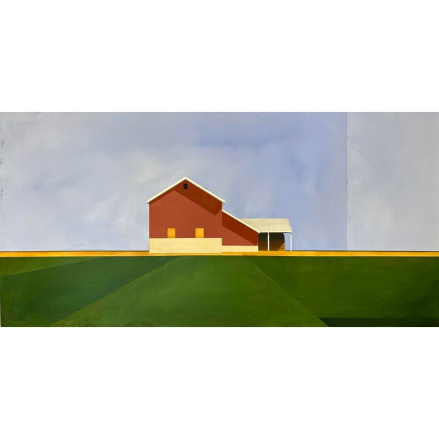 Wide Open Sky by Justin Wheatley | Acrylic on Canvas Red Barn With Green Fields For Sale