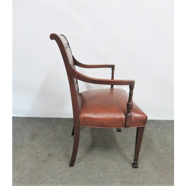 Early 20th Century Regency Style Mahogany Carved Leather Dining Chairs-Set of 6 For Sale - Image 5 of 12