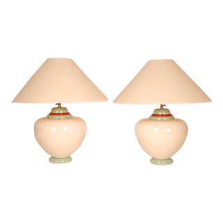 Vintage Table Lamps French Vase Lamps Mid Century Modern Ceramic Vase Lamps - A Pair For Sale