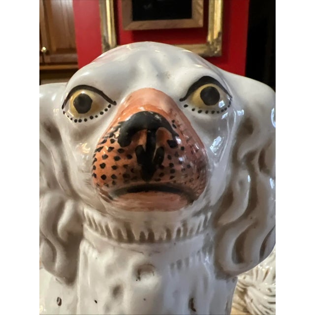 Ceramic Pair of Antique Decorated Staffordshire Dogs, Circa 1860's For Sale - Image 7 of 16