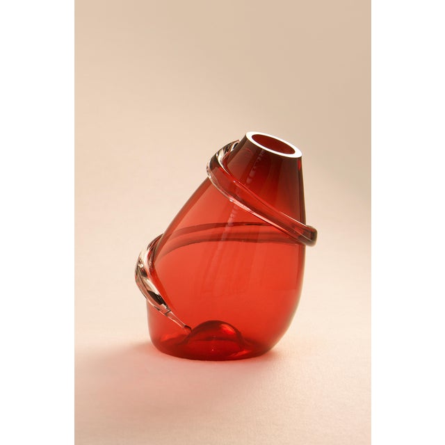 Drop Big Spiral Vase in Red Glass, 1990s For Sale - Image 6 of 6
