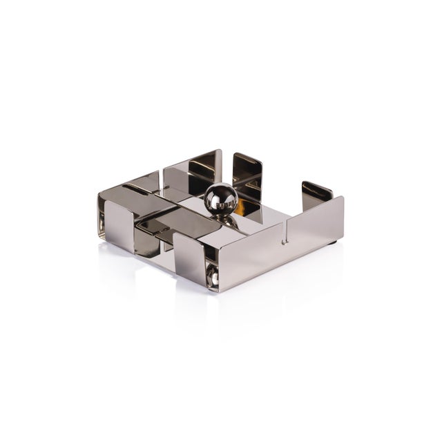 Basso Cocktail Napkin Holder, Nickel For Sale - Image 4 of 4