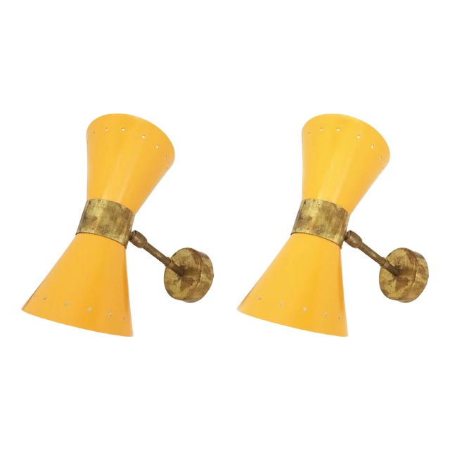 Mid-Century Italian Brass Sconces, 1950s, Set of 2 For Sale