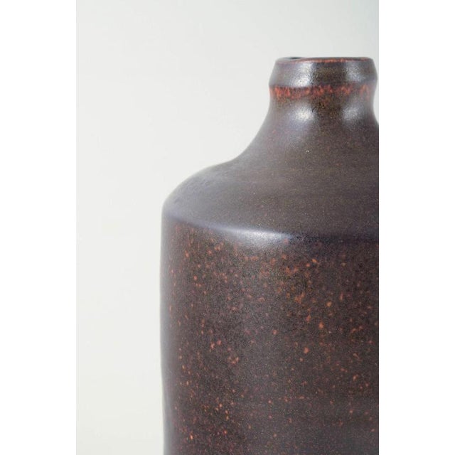 Tall European Cylindrical Deep Violet Glazed Studio Pottery Vase For Sale - Image 3 of 5