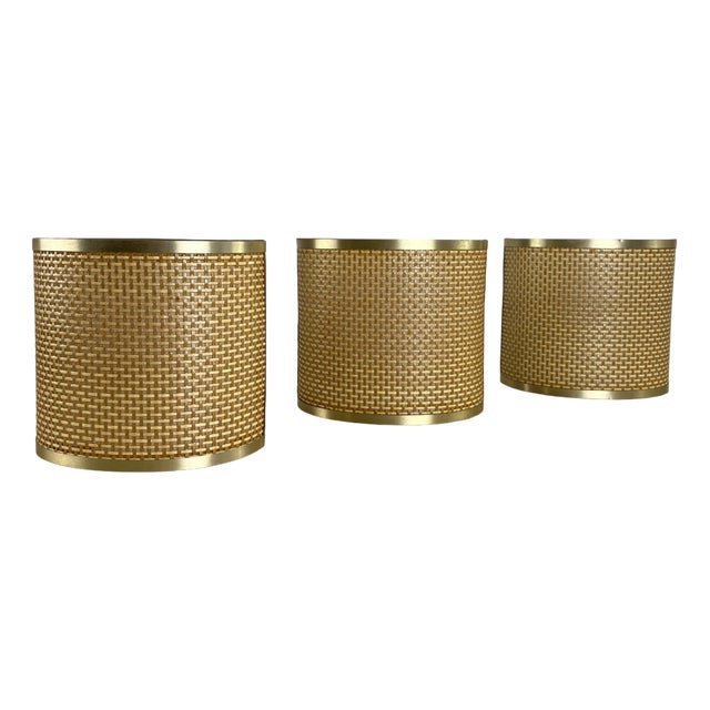 Mid-Century Rattan Wall Lamps, 1960s, Set of 3 For Sale