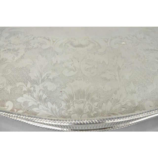 Vintage William Adams Sheffield England Edwardian Silver Plated Scalloped Tray For Sale In Philadelphia - Image 6 of 16