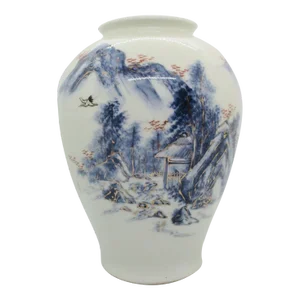 Early 20th Century Chinese Porcelain White and Green Glazed Meiping Vase