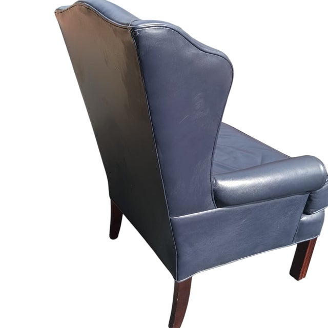 2000 - 2009 Elevate Your Living Space With This Exquisite Ethan Allen Genuine Leather Wingback Armchair For Sale - Image 5 of 7