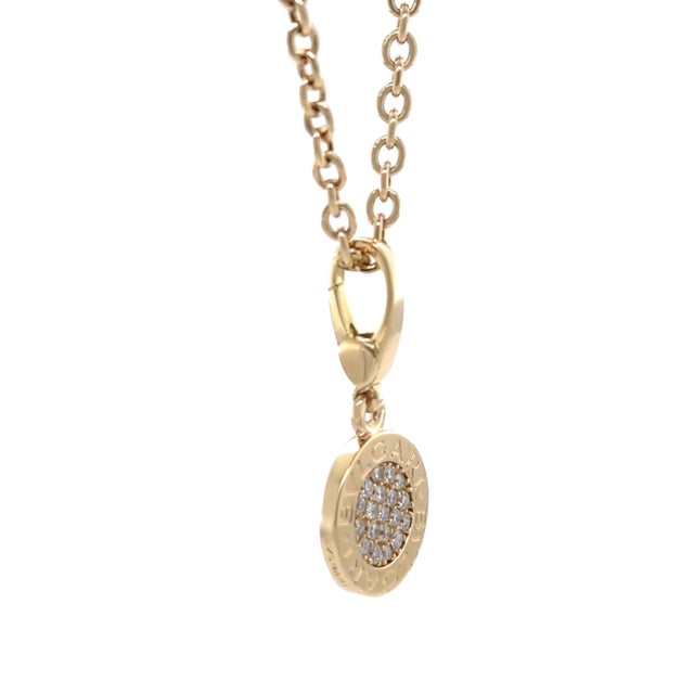 Bulgari Bvlgari Rare 18ct Yellow Gold Pave Diamond Pendant With Chain 14.95g For Sale - Image 4 of 6