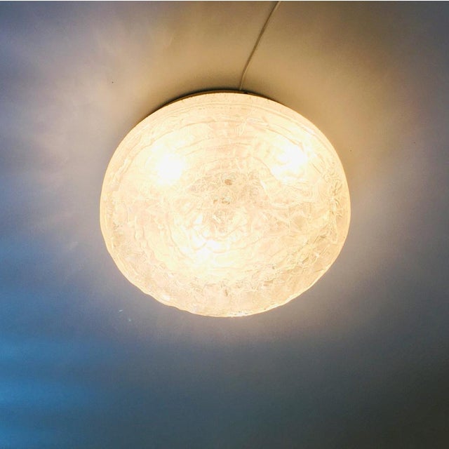 Gold Large Murano Ice Glass Ceiling Lights from Doria Leuchten, Germany, 1960s, Set of 2 For Sale - Image 8 of 14