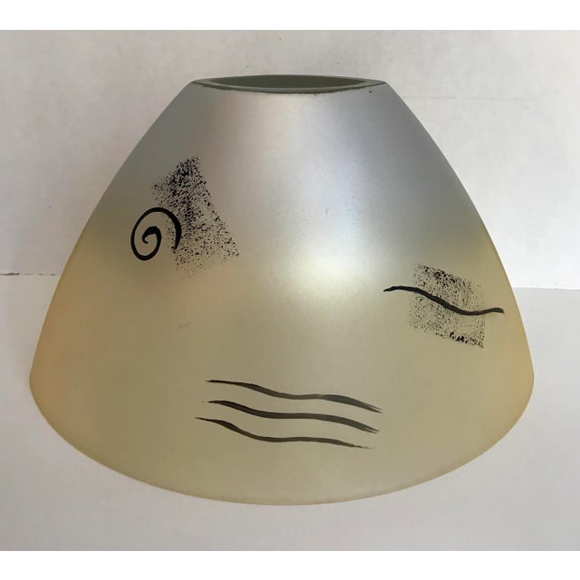 Champagne 1980s Art Deco Oblong Painted Glass Bowl For Sale - Image 8 of 9