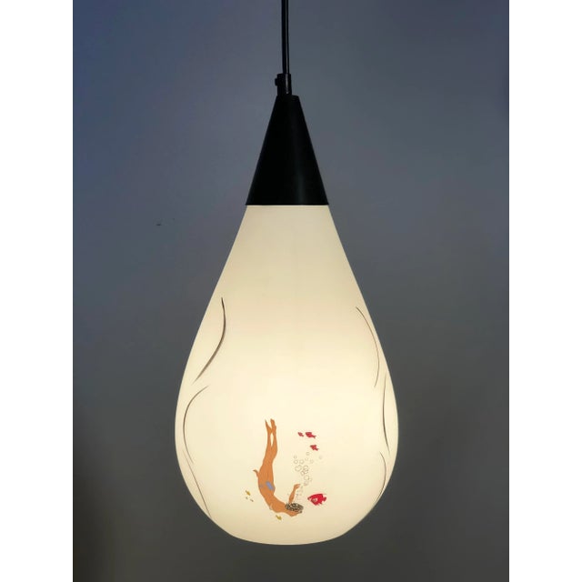Vintage Mid Century Nautical Pendant Light with Painted Scenes For Sale - Image 10 of 13