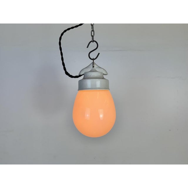 Vintage White Porcelain Pendant Light, 1970s For Sale - Image 14 of 15