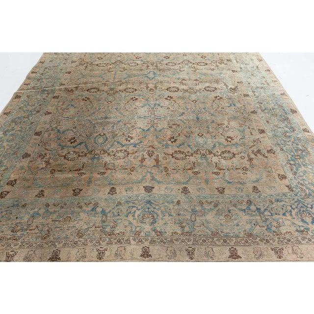 Brown 1920s Persian Tabriz Rug For Sale - Image 8 of 9