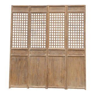 Set of 4 Antique Chinese Carved Pine Wall Panels/Doors/Screens For Sale
