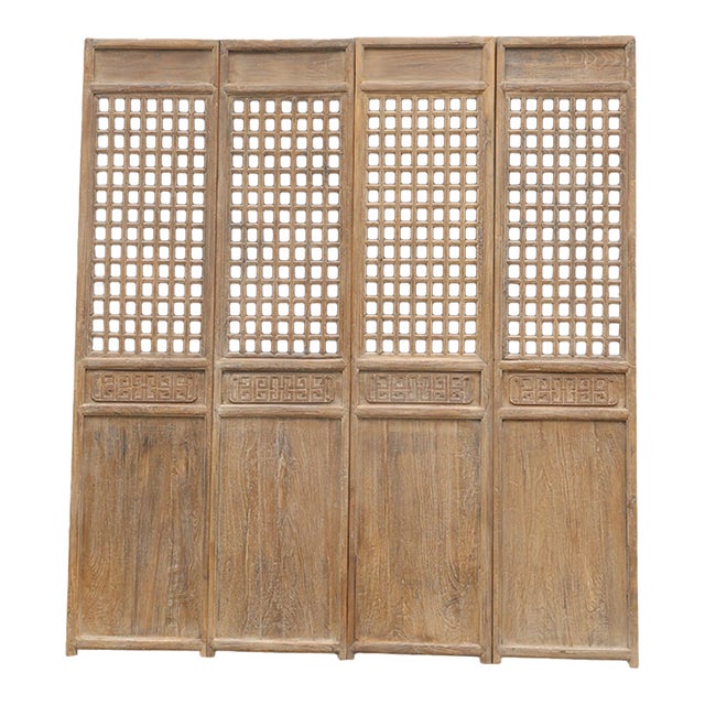 Set of 4 Antique Chinese Carved Pine Wall Panels/Doors/Screens For Sale