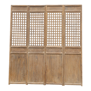 Set of 4 Antique Chinese Carved Pine Wall Panels/Doors/Screens