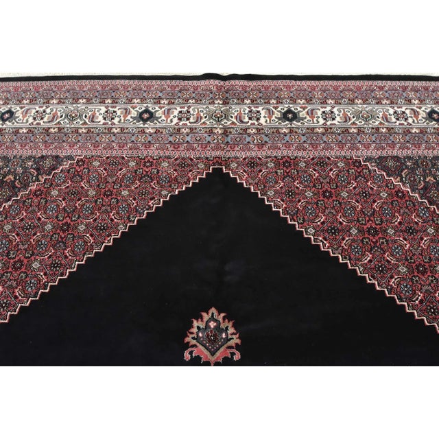 Textile Bidjar Rug 10′ X 14’3” Black Wool Vintage Traditional Hand-Knotted Carpet For Sale - Image 7 of 15