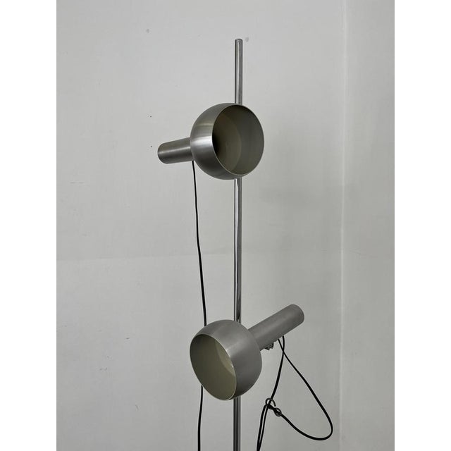 Space Age 2-Light Floor Lamp in Brushed Metal, Italy, 1960s For Sale - Image 9 of 11