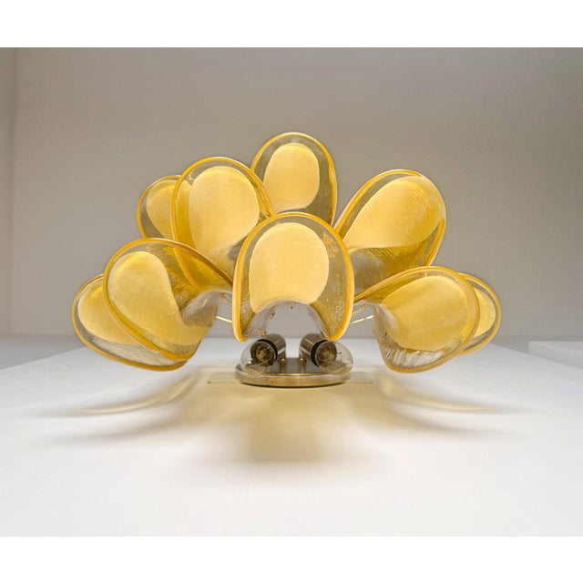Vintage Italian Murano Wall Lights with Caramel Lattimo Glass Petals in the Manner of Mazzega, 1990, Set of 2 For Sale - Image 13 of 18