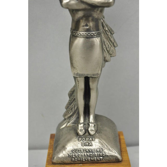 Vintage 1970s Popai Oma Store Display Award Trophy Native American Chief Figure For Sale In Philadelphia - Image 6 of 12