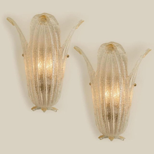 Murano Glass and Wall Sconces in style of Barovier & Toso, Italy, 1970s For Sale - Image 3 of 15