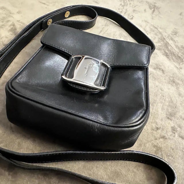 21st Century Vintage Black Leather Micro Shoulder Bag by Salvatore Ferragamo For Sale - Image 14 of 16