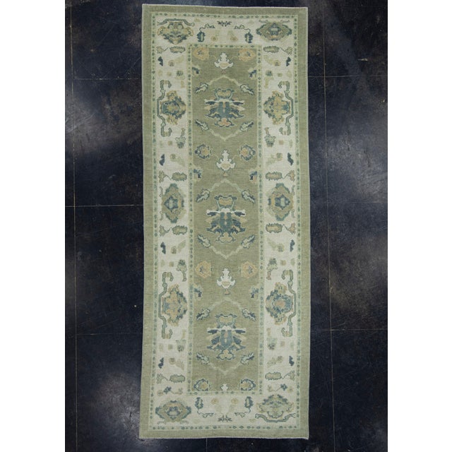 Gray Turkish Oushak Rug 3'11" x 10'5" #18087 For Sale - Image 8 of 8