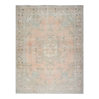 1970s Vintage Persian Handmade Wool Cotton Orange Area Rug For Sale