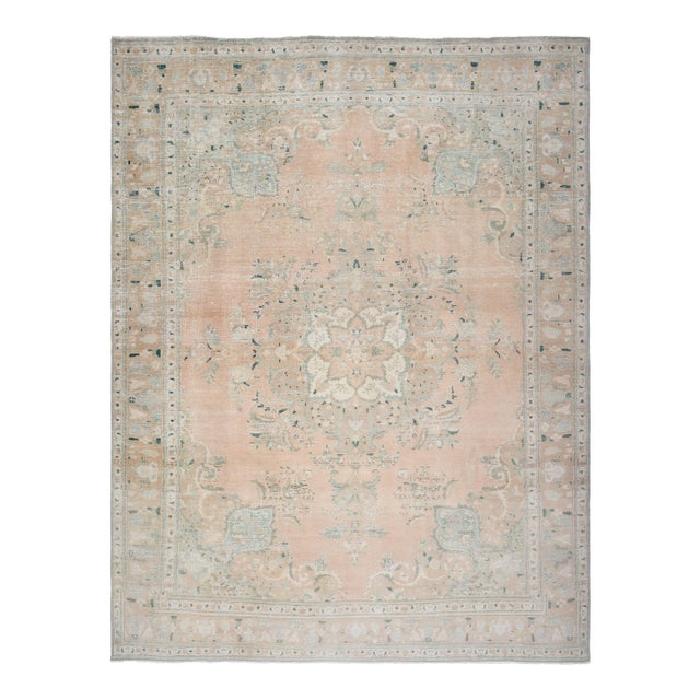 1970s Vintage Persian Handmade Wool Cotton Orange Area Rug For Sale