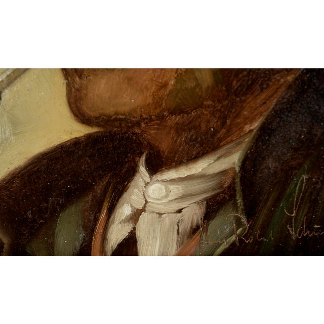 Portrait of a Man Smoking a Pipe in Oil on Masonite by Heinz Robert Schubert For Sale In Monterey, CA - Image 6 of 6