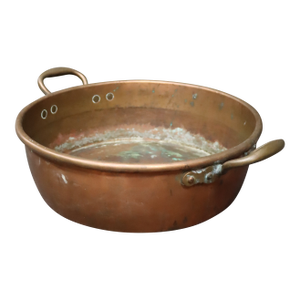 Antique Copper Jam Pan With Riveted Brass Handles
