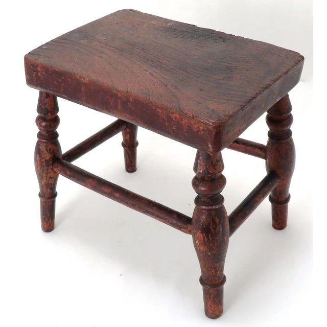 Antique Circa Mid 19th Century Country American Chestnut Wood Footstool - Fireside Stool For Sale - Image 13 of 13