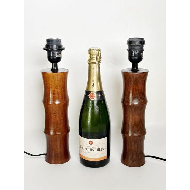 Cylindrical Wooden Table Lamps, France, 1990s, Set of 2 For Sale - Image 4 of 14
