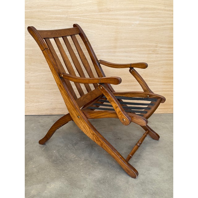 1930s French Wooden Folding Armchair With Upholstered Cushions For Sale - Image 14 of 14