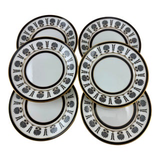 1980s Richard Ginori Ercolano Black Bread & Butter Plates - Set of 6 For Sale