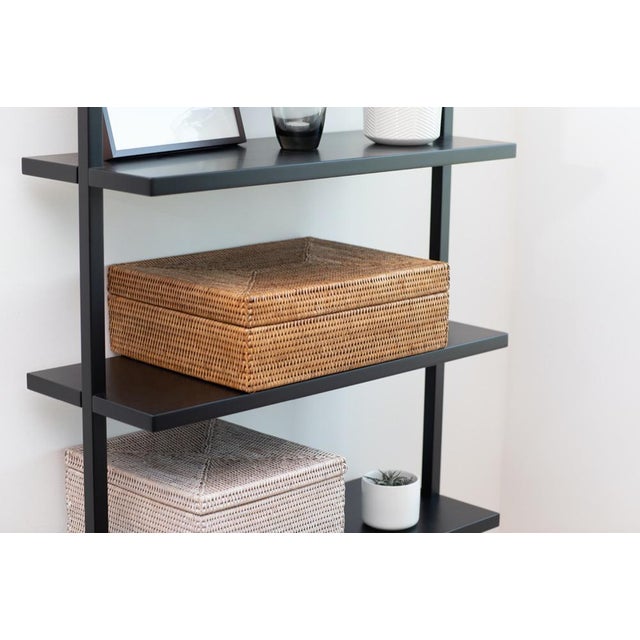 Boho Chic Artifacts Rattan Storage Box with Lid - Flat Legal File Organizer in Honey Brown For Sale - Image 3 of 8