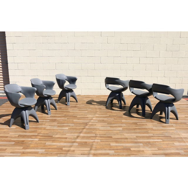 Vintage Set of 6 John Gale Rotocast Plastic Swivel Armchairs | Space Age 1960s For Sale - Image 4 of 18
