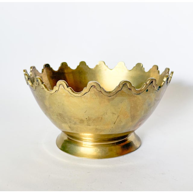 Art Deco Vintage Hollywood Regency Art Deco Brass Crown Bowl Attributed to Mottahedeh For Sale - Image 3 of 8