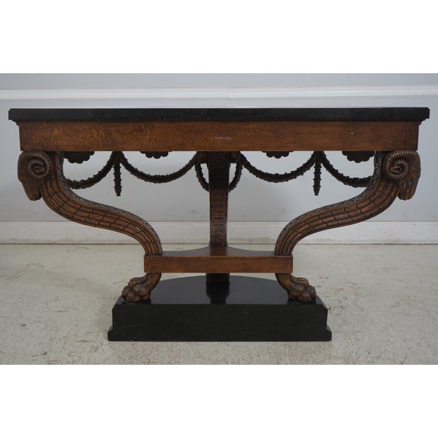 Maitland Smith Marble Top Rams Head Regency Console Table For Sale - Image 11 of 15